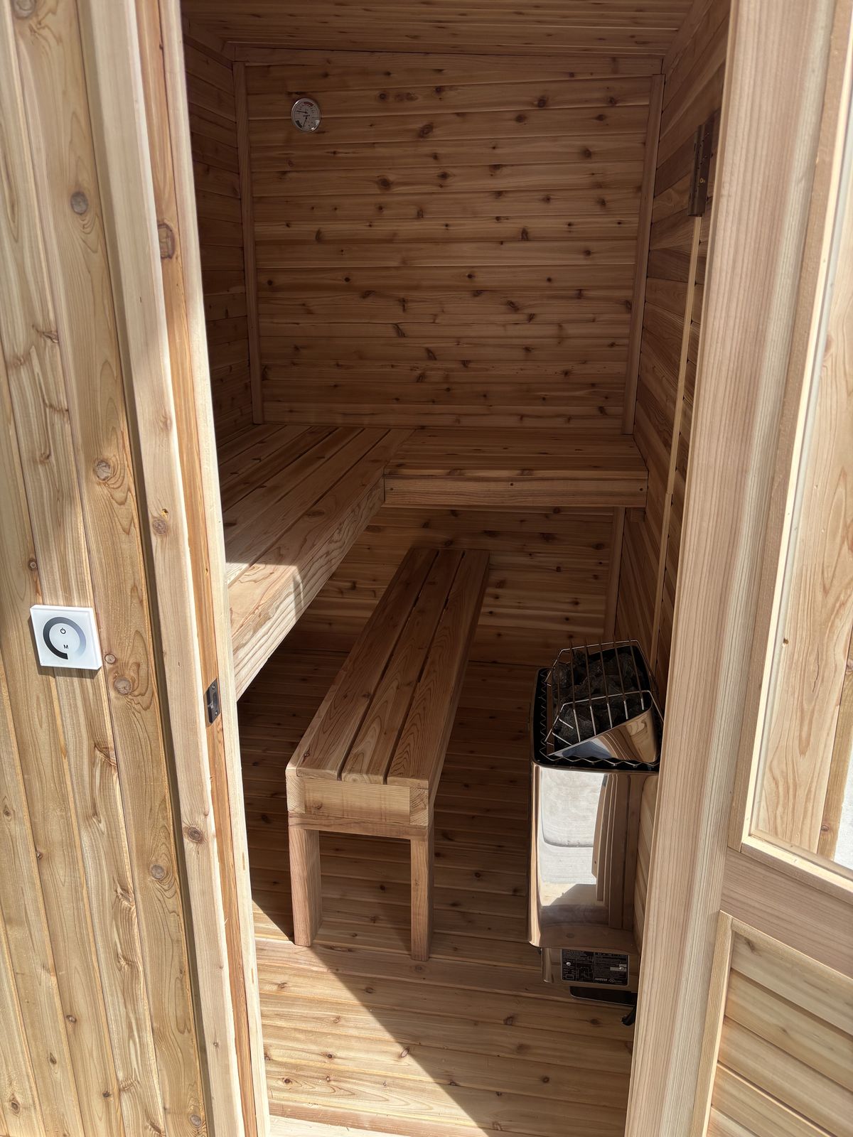 Cedar sauna installation